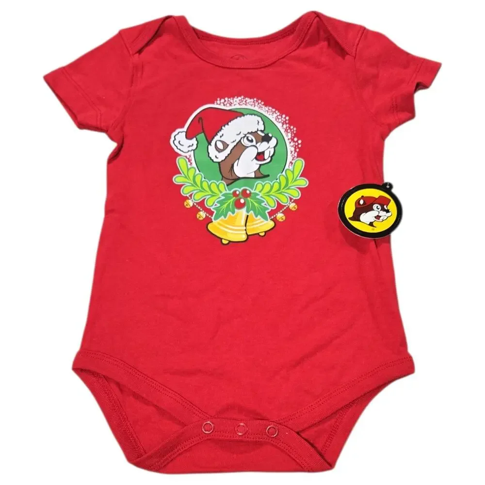 Buc-ee’s Baby 12M Christmas Bodysuit 2025 Jingle Santa Beaver Holiday NWT
